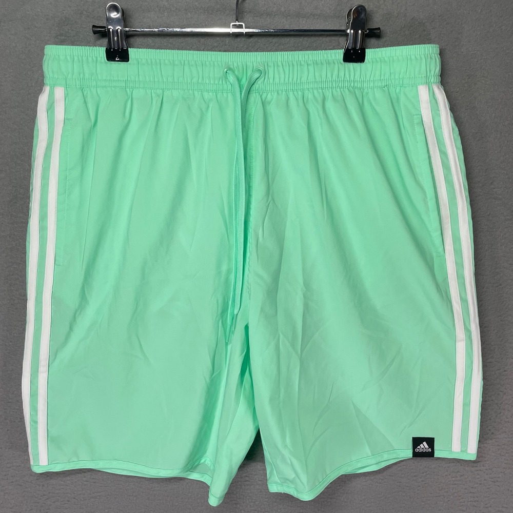 Adidas Swim Trunks‎ Mens Large Mint Green 3 Stripe NWT HG8789